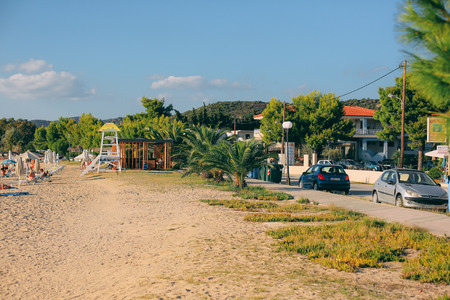 Toroni , GREECE - SEPTEMBER 23, 2014: summer evening, the embankment in Greeceのeditorial素材