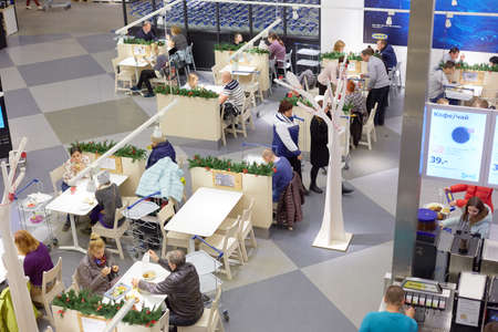SAMARA, RUSSIA - NOVEMBER 15, 2017: Christmas decoration inside Ikea storeのeditorial素材