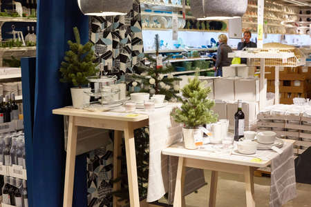 SAMARA, RUSSIA - NOVEMBER 15, 2017: Christmas decoration inside Ikea store.のeditorial素材