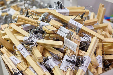 SAMARA, RUSSIA - NOVEMBER 15, 2017: clothes hangers in ikea. IKEA is the worlds largest furniture retailer.のeditorial素材
