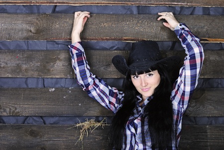 making look younger beautiful girl in plaid shirtの写真素材