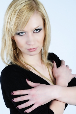 beautiful young blond woman with professional makeup
の写真素材