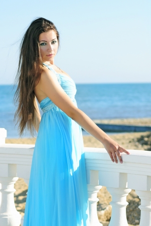 The beautiful girl with long hair at the sea
の写真素材
