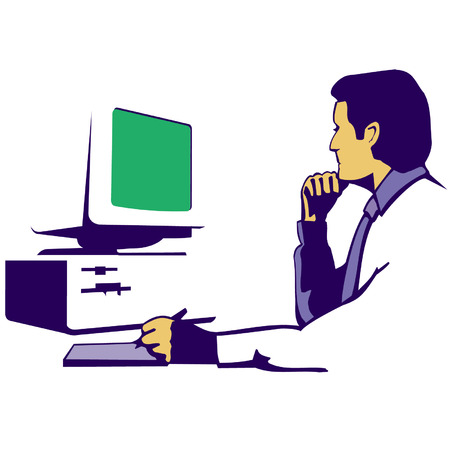 persons with personal computerのイラスト素材