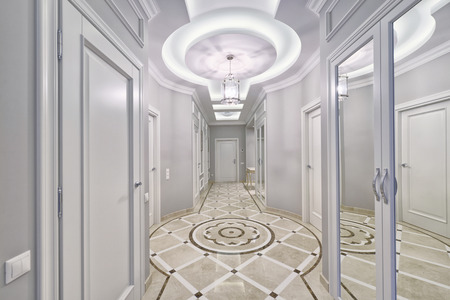Russia, Moscow region - interior hall design in luxury country houseの写真素材