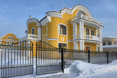Luxury house snow winterの写真素材