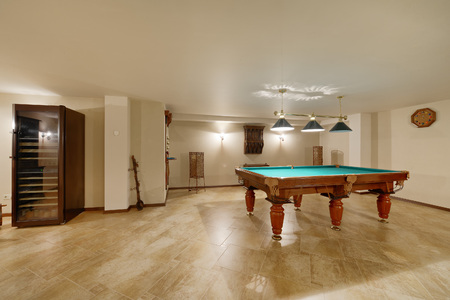 Interior of the billiard room.