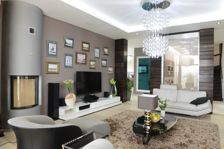 Living room interior in modern house.のeditorial素材