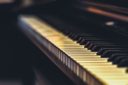 Beautiful close-up of piano keys, selective focusの写真素材