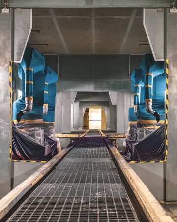 Paint shop. Room with robotic painting system