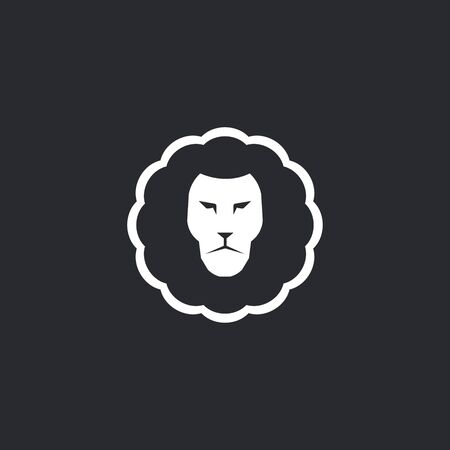 Lion head icon on black background.のイラスト素材