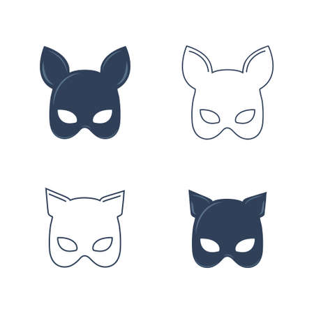 Set of sex masks on a white background. Symbol of the red item for relaxes, sex, and wellness. Template for a sex shop or erotic site.のイラスト素材