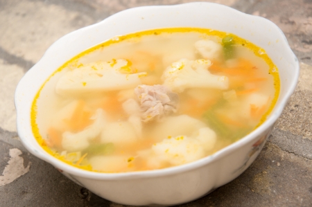 close up of vegetable soupの写真素材