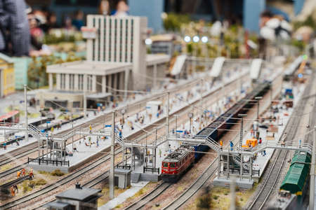 SANKT-PETERBURG, RUSSIA - MAY 11, 2019: Grand Maket Russia - pavilion of miniatures of Russia. Realistic stories of urban life in the country.のeditorial素材