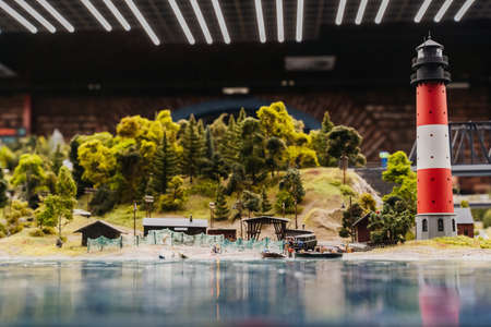 SANKT-PETERBURG, RUSSIA - MAY 11, 2019: Grand Maket Russia - pavilion of miniatures of Russia. Realistic stories of urban life in the country.のeditorial素材