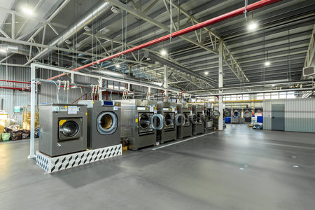 industrial laundry, large workshop washing machinesの写真素材