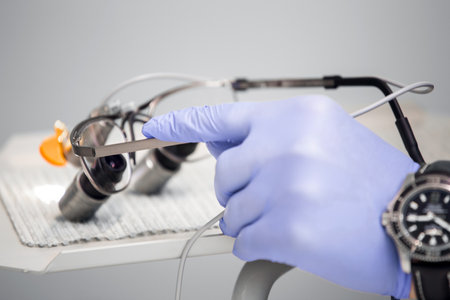 Glasses-microscope of the dentist, spectacles magnifying binocularの写真素材