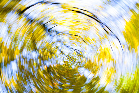blurred yellow leaves, abstraction, blur circle