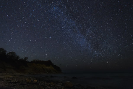 Stars over the sea, the Milky Wayの写真素材