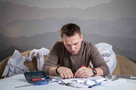 build models of paper, 3d modeling, animal headの写真素材