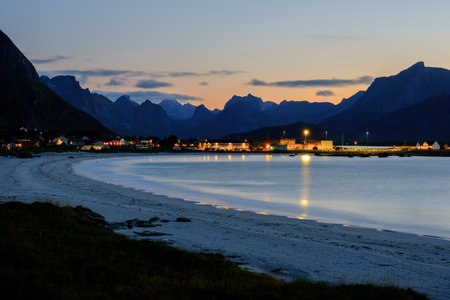 beach on the Lofoten islands after sunset, duskの写真素材