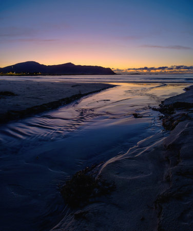 beach on the Lofoten islands after sunset, duskの写真素材