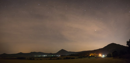view of the valley at night in the Czech Republicの写真素材