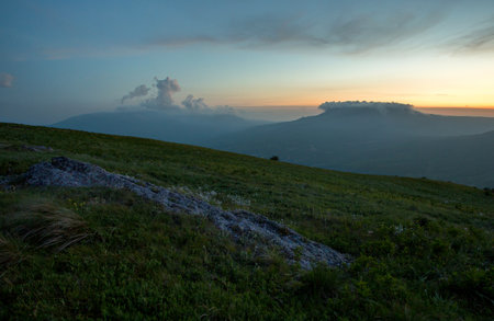 Twilight in the mountains of Crimea