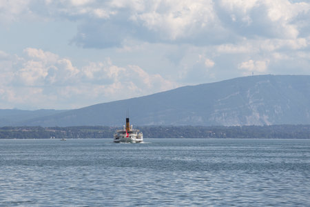 steamer on the Geneva lake, switzerland, July 26, 2017の写真素材