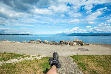 rest on the Geneva lake of switzerland