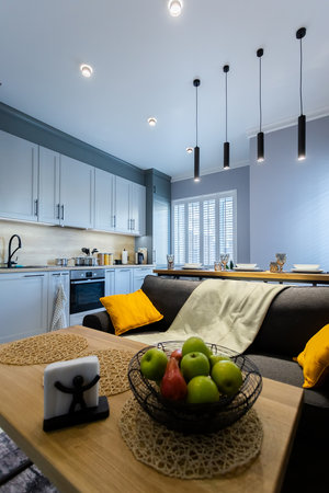 living room kitchen interior in modern style