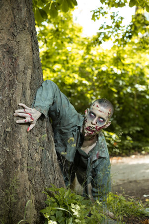 Zombies in the forest jaw outの写真素材