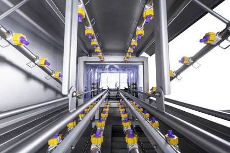 container washing end-to-end, meat processing equipment, food production, isolatedの写真素材