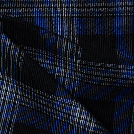 Texture, background, pattern. The fabric is dark blue, with a checkered pattern. Scottish tartan.の写真素材