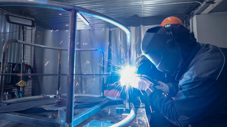 welder in the production of metal structures