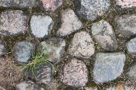 Stone block road pavementの写真素材