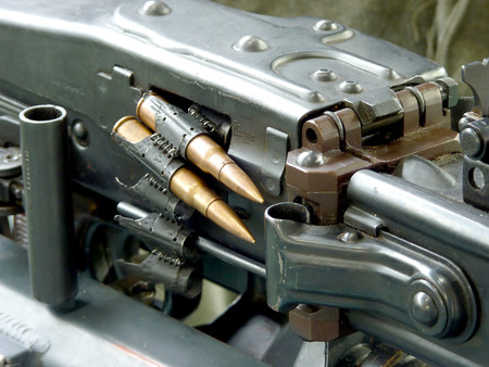 Tape with bullets, filled in the German machine gun of times of World War II