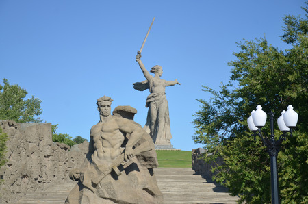 Memorial "To a step backwards" on Mamayev Kurgan in the city of Volgogradのeditorial素材