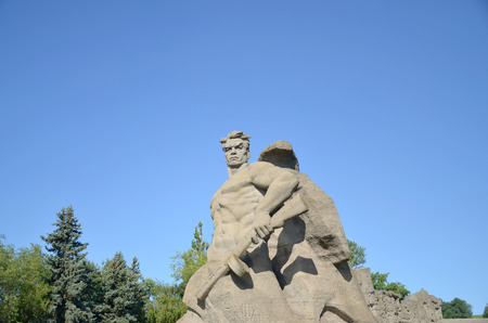 Monument element "To a step backwards" on Mamayev Kurgan in the city of Volgogradのeditorial素材
