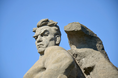 Monument element "To a step backwards" on Mamayev Kurgan in the city of Volgogradのeditorial素材