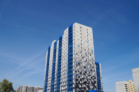 The new house revetted with a multi-colored granite tile in the city of Volgogradのeditorial素材