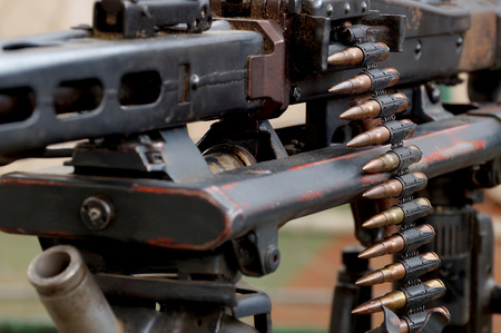 Tape with bullets, filled in the German machine gun of times of World War II