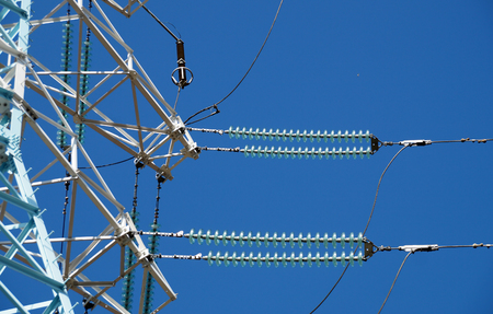 The new painted  mast of power linesの写真素材