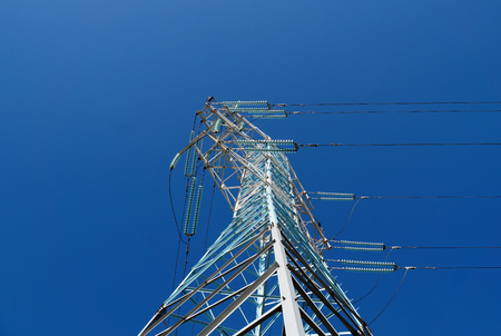 The new painted  mast of power linesの写真素材