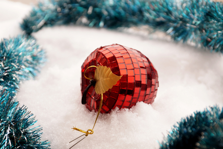 Fir-tree toy in the form of red apple from a glass mosaicの写真素材