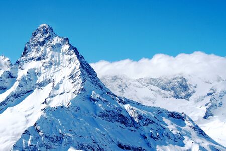 Mountain top in the mountains of Dombai, Caucasus, Russiaの写真素材