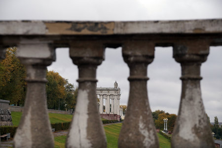 Propylaea with columns on the Volgograd embankmentの写真素材