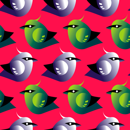 Bird pattern background greed, red colored textureのイラスト素材