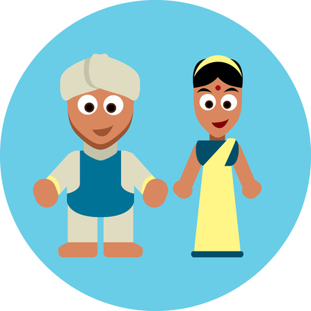 Traditional costumes of Indians and Africans (Asians)のイラスト素材