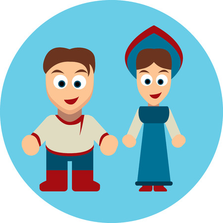 Traditional costumes of russian and slavic peolpeのイラスト素材